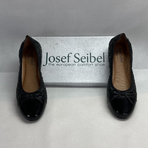 NIB Josef Seibel Pippa 25 Quilted Leather Ballet Flat with Patent Toe & Heel - Picture 2 of 7